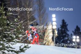 25.11.2023, Oestersund, Sweden, (SWE): Adam Runnalls (CAN), David Komatz (AUT), (l-r) - IBU World Cup Biathlon, mixed relay, Oestersund (SWE). www.nordicfocus.com. © Manzoni/NordicFocus. Every downloaded picture is fee-liable.