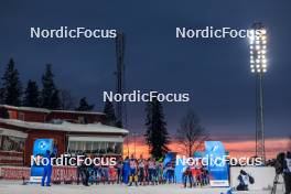 25.11.2023, Oestersund, Sweden, (SWE): Quentin Fillon Maillet (FRA), Jesper Nelin (SWE), Didier Bionaz (ITA), Tarjei Boe (NOR), Roman Rees (GER), Sebastian Stalder (SUI), Michal Krcmar (CZE), (l-r) - IBU World Cup Biathlon, mixed relay, Oestersund (SWE). www.nordicfocus.com. © Manzoni/NordicFocus. Every downloaded picture is fee-liable.