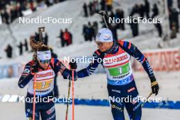 25.11.2023, Oestersund, Sweden, (SWE): Justine Braisaz-Bouchet (FRA), Emilien Jacquelin (FRA), (l-r) - IBU World Cup Biathlon, mixed relay, Oestersund (SWE). www.nordicfocus.com. © Manzoni/NordicFocus. Every downloaded picture is fee-liable.