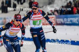 25.11.2023, Oestersund, Sweden, (SWE): Karoline Offigstad Knotten (NOR), Johannes Thingnes Boe (NOR), (l-r) - IBU World Cup Biathlon, mixed relay, Oestersund (SWE). www.nordicfocus.com. © Manzoni/NordicFocus. Every downloaded picture is fee-liable.
