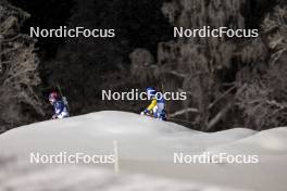 03.12.2023, Oestersund, Sweden, (SWE): Vebjoern Soerum (NOR), Sebastian Samuelsson (SWE), (l-r) - IBU World Cup Biathlon, pursuit men, Oestersund (SWE). www.nordicfocus.com. © Manzoni/NordicFocus. Every downloaded picture is fee-liable.