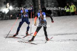 03.12.2023, Oestersund, Sweden, (SWE): Tommaso Giacomel (ITA), Justus Strelow (GER), (l-r) - IBU World Cup Biathlon, pursuit men, Oestersund (SWE). www.nordicfocus.com. © Manzoni/NordicFocus. Every downloaded picture is fee-liable.