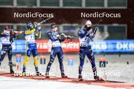 03.12.2023, Oestersund, Sweden, (SWE): Martin Ponsiluoma (SWE), Didier Bionaz (ITA), Fabien Claude (FRA), (l-r) - IBU World Cup Biathlon, pursuit men, Oestersund (SWE). www.nordicfocus.com. © Manzoni/NordicFocus. Every downloaded picture is fee-liable.