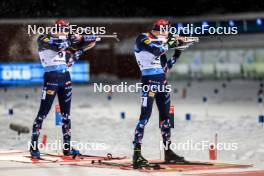 03.12.2023, Oestersund, Sweden, (SWE): Vetle Sjaastad Christiansen (NOR), Tarjei Boe (NOR), (l-r) - IBU World Cup Biathlon, pursuit men, Oestersund (SWE). www.nordicfocus.com. © Manzoni/NordicFocus. Every downloaded picture is fee-liable.