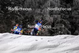 03.12.2023, Oestersund, Sweden, (SWE): Martin Ponsiluoma (SWE), Didier Bionaz (ITA), (l-r) - IBU World Cup Biathlon, pursuit men, Oestersund (SWE). www.nordicfocus.com. © Manzoni/NordicFocus. Every downloaded picture is fee-liable.