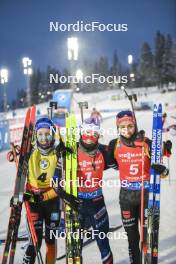 03.12.2023, Oestersund, Sweden, (SWE): Franziska Preuss (GER), Lou Jeanmonnot (FRA), Vanessa Voigt (GER), (l-r) - IBU World Cup Biathlon, pursuit women, Oestersund (SWE). www.nordicfocus.com. © Authamayou/NordicFocus. Every downloaded picture is fee-liable.