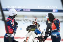 03.12.2023, Oestersund, Sweden, (SWE): Julia Simon (FRA), Lou Jeanmonnot (FRA), (l-r) - IBU World Cup Biathlon, pursuit women, Oestersund (SWE). www.nordicfocus.com. © Authamayou/NordicFocus. Every downloaded picture is fee-liable.