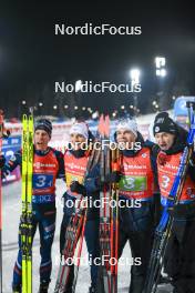 30.11.2023, Oestersund, Sweden, (SWE): Quentin Fillon Maillet (FRA), Fabien Claude (FRA), Emilien Jacquelin (FRA), Eric Perrot (FRA), (l-r) - IBU World Cup Biathlon, relay men, Oestersund (SWE). www.nordicfocus.com. © Authamayou/NordicFocus. Every downloaded picture is fee-liable.