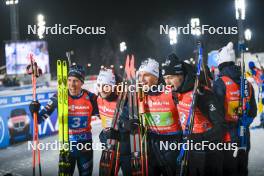 30.11.2023, Oestersund, Sweden, (SWE): Quentin Fillon Maillet (FRA), Fabien Claude (FRA), Emilien Jacquelin (FRA), Eric Perrot (FRA), (l-r) - IBU World Cup Biathlon, relay men, Oestersund (SWE). www.nordicfocus.com. © Authamayou/NordicFocus. Every downloaded picture is fee-liable.