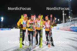 30.11.2023, Oestersund, Sweden, (SWE): Johannes Kuehn (GER), Benedikt Doll (GER), Philipp Nawrath (GER), David Zobel (GER), (l-r) - IBU World Cup Biathlon, relay men, Oestersund (SWE). www.nordicfocus.com. © Authamayou/NordicFocus. Every downloaded picture is fee-liable.