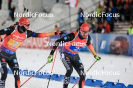 30.11.2023, Oestersund, Sweden, (SWE): Benedikt Doll (GER), Johannes Kuehn (GER), (l-r) - IBU World Cup Biathlon, relay men, Oestersund (SWE). www.nordicfocus.com. © Manzoni/NordicFocus. Every downloaded picture is fee-liable.