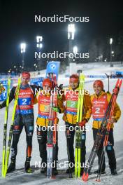 30.11.2023, Oestersund, Sweden, (SWE): Johannes Kuehn (GER), Benedikt Doll (GER), Philipp Nawrath (GER), David Zobel (GER), (l-r) - IBU World Cup Biathlon, relay men, Oestersund (SWE). www.nordicfocus.com. © Authamayou/NordicFocus. Every downloaded picture is fee-liable.