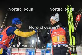 30.11.2023, Oestersund, Sweden, (SWE): Sebastian Samuelsson (SWE), Johannes Thingnes Boe (NOR), (l-r) - IBU World Cup Biathlon, relay men, Oestersund (SWE). www.nordicfocus.com. © Manzoni/NordicFocus. Every downloaded picture is fee-liable.