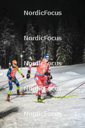 30.11.2023, Oestersund, Sweden, (SWE): Miha Dovzan (SLO), David Komatz (AUT), (l-r) - IBU World Cup Biathlon, relay men, Oestersund (SWE). www.nordicfocus.com. © Authamayou/NordicFocus. Every downloaded picture is fee-liable.