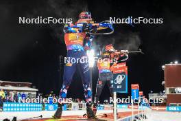 30.11.2023, Oestersund, Sweden, (SWE): Johannes Thingnes Boe (NOR), Benedikt Doll (GER), (l-r) - IBU World Cup Biathlon, relay men, Oestersund (SWE). www.nordicfocus.com. © Manzoni/NordicFocus. Every downloaded picture is fee-liable.