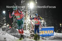 30.11.2023, Oestersund, Sweden, (SWE): Vladimir Iliev (BUL), Asset Dyussenov (KAZ), (l-r) - IBU World Cup Biathlon, relay men, Oestersund (SWE). www.nordicfocus.com. © Authamayou/NordicFocus. Every downloaded picture is fee-liable.