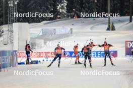 30.11.2023, Oestersund, Sweden, (SWE): Felix Leitner (AUT), Tero Seppala (FIN), Philipp Nawrath (GER), Benedikt Doll (GER), (l-r) - IBU World Cup Biathlon, relay men, Oestersund (SWE). www.nordicfocus.com. © Manzoni/NordicFocus. Every downloaded picture is fee-liable.