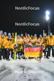 30.11.2023, Oestersund, Sweden, (SWE): Johannes Kuehn (GER), Benedikt Doll (GER), Philipp Nawrath (GER), David Zobel (GER) with Team of Germany (l-r) - IBU World Cup Biathlon, relay men, Oestersund (SWE). www.nordicfocus.com. © Authamayou/NordicFocus. Every downloaded picture is fee-liable.