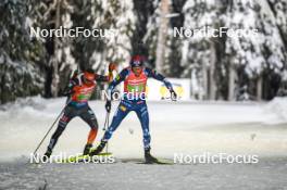 30.11.2023, Oestersund, Sweden, (SWE): Philipp Nawrath (GER), Tarjei Boe (NOR), (l-r) - IBU World Cup Biathlon, relay men, Oestersund (SWE). www.nordicfocus.com. © Authamayou/NordicFocus. Every downloaded picture is fee-liable.