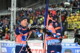 30.11.2023, Oestersund, Sweden, (SWE): Quentin Fillon Maillet (FRA), Vetle Sjaastad Christiansen (NOR), (l-r) - IBU World Cup Biathlon, relay men, Oestersund (SWE). www.nordicfocus.com. © Manzoni/NordicFocus. Every downloaded picture is fee-liable.