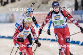 29.11.2023, Oestersund, Sweden, (SWE): Tamara Steiner (AUT), Lisa Theresa Hauser (AUT), (l-r) - IBU World Cup Biathlon, relay women, Oestersund (SWE). www.nordicfocus.com. © Manzoni/NordicFocus. Every downloaded picture is fee-liable.