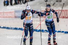 29.11.2023, Oestersund, Sweden, (SWE): Justine Braisaz-Bouchet (FRA), Chloe Chevalier (FRA), (l-r) - IBU World Cup Biathlon, relay women, Oestersund (SWE). www.nordicfocus.com. © Manzoni/NordicFocus. Every downloaded picture is fee-liable.