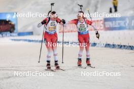29.11.2023, Oestersund, Sweden, (SWE): Benita Peiffer (CAN), Emma Lunder (CAN), (l-r) - IBU World Cup Biathlon, relay women, Oestersund (SWE). www.nordicfocus.com. © Manzoni/NordicFocus. Every downloaded picture is fee-liable.