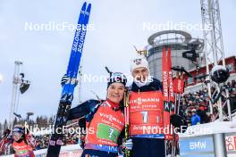 25.11.2023, Oestersund, Sweden, (SWE): Juni Arnekleiv (NOR), Sturla Holm Laegreid (NOR), (l-r) - IBU World Cup Biathlon, single mixed relay, Oestersund (SWE). www.nordicfocus.com. © Manzoni/NordicFocus. Every downloaded picture is fee-liable.