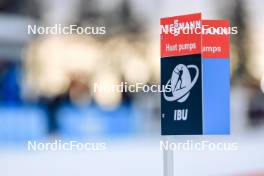25.11.2023, Oestersund, Sweden, (SWE): Event Feature: IBU sign Viessmann - IBU World Cup Biathlon, single mixed relay, Oestersund (SWE). www.nordicfocus.com. © Manzoni/NordicFocus. Every downloaded picture is fee-liable.