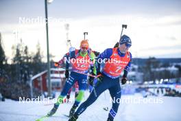 25.11.2023, Oestersund, Sweden, (SWE): Jakov Fak (SLO), Sean Doherty (USA), (l-r) - IBU World Cup Biathlon, single mixed relay, Oestersund (SWE). www.nordicfocus.com. © Authamayou/NordicFocus. Every downloaded picture is fee-liable.