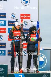 25.11.2023, Oestersund, Sweden, (SWE): Fabien Claude (FRA), Julia Simon (FRA), (l-r) - IBU World Cup Biathlon, single mixed relay, Oestersund (SWE). www.nordicfocus.com. © Authamayou/NordicFocus. Every downloaded picture is fee-liable.