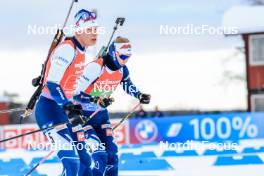 25.11.2023, Oestersund, Sweden, (SWE): Tuomas Harjula (FIN), Suvi Minkkinen (FIN), (l-r) - IBU World Cup Biathlon, single mixed relay, Oestersund (SWE). www.nordicfocus.com. © Manzoni/NordicFocus. Every downloaded picture is fee-liable.
