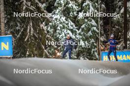 28.11.2023, Oestersund, Sweden, (SWE): Simon Fourcade (FRA), Eric Perrot (FRA), (l-r) - IBU World Cup Biathlon, training, Oestersund (SWE). www.nordicfocus.com. © Authamayou/NordicFocus. Every downloaded picture is fee-liable.