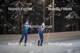 28.11.2023, Oestersund, Sweden, (SWE): Johannes Thingnes Boe (NOR), Endre Stroemsheim (NOR), (l-r) - IBU World Cup Biathlon, training, Oestersund (SWE). www.nordicfocus.com. © Authamayou/NordicFocus. Every downloaded picture is fee-liable.