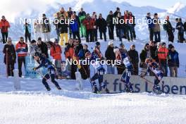 09.12.2023, Hochfilzen, Austria (AUT): Tommaso Giacomel (ITA), Johannes Thingnes Boe (NOR), Johannes Dale-Skjevdal (NOR), Eric Perrot (FRA), (l-r) - IBU World Cup Biathlon, pursuit men, Hochfilzen (AUT). www.nordicfocus.com. © Manzoni/NordicFocus. Every downloaded picture is fee-liable.
