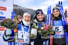 09.12.2023, Hochfilzen, Austria (AUT): Ingrid Landmark Tandrevold (NOR), Julia Simon (FRA), Lisa Vittozzi (ITA), (l-r) - IBU World Cup Biathlon, pursuit women, Hochfilzen (AUT). www.nordicfocus.com. © Manzoni/NordicFocus. Every downloaded picture is fee-liable.