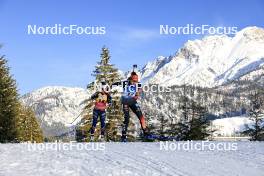 09.12.2023, Hochfilzen, Austria (AUT): Lou Jeanmonnot (FRA), Vanessa Voigt (GER), (l-r) - IBU World Cup Biathlon, pursuit women, Hochfilzen (AUT). www.nordicfocus.com. © Manzoni/NordicFocus. Every downloaded picture is fee-liable.