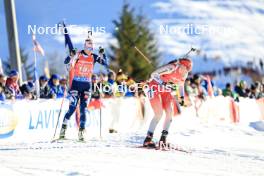 10.12.2023, Hochfilzen, Austria (AUT): Suvi Minkkinen (FIN), Amy Baserga (SUI), (l-r) - IBU World Cup Biathlon, relay women, Hochfilzen (AUT). www.nordicfocus.com. © Manzoni/NordicFocus. Every downloaded picture is fee-liable.