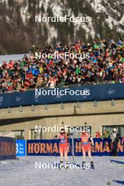 10.12.2023, Hochfilzen, Austria (AUT): Lena Haecki-Gross (SUI), Aita Gasparin (SUI), (l-r) - IBU World Cup Biathlon, relay women, Hochfilzen (AUT). www.nordicfocus.com. © Manzoni/NordicFocus. Every downloaded picture is fee-liable.