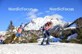 10.12.2023, Hochfilzen, Austria (AUT): Anna Magnusson (SWE), Juni Arnekleiv (NOR), (l-r) - IBU World Cup Biathlon, relay women, Hochfilzen (AUT). www.nordicfocus.com. © Manzoni/NordicFocus. Every downloaded picture is fee-liable.