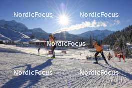 07.12.2023, Hochfilzen, Austria (AUT): Karoline Offigstad Knotten (NOR), Anna Weidel (GER), (l-r) - IBU World Cup Biathlon, training, Hochfilzen (AUT). www.nordicfocus.com. © Manzoni/NordicFocus. Every downloaded picture is fee-liable.
