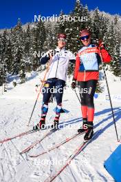 07.12.2023, Hochfilzen, Austria (AUT): Vebjoern Soerum (NOR), Peter Blom (SWE), Madshus Race Service, (l-r) - IBU World Cup Biathlon, training, Hochfilzen (AUT). www.nordicfocus.com. © Manzoni/NordicFocus. Every downloaded picture is fee-liable.