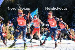 17.12.2023, Lenzerheide, Switzerland (SUI): Sebastian Stalder (SUI), Vebjoern Soerum (NOR), (l-r) - IBU World Cup Biathlon, mass men, Lenzerheide (SUI). www.nordicfocus.com. © Manzoni/NordicFocus. Every downloaded picture is fee-liable.