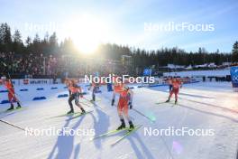 17.12.2023, Lenzerheide, Switzerland (SUI): Felix Leitner (AUT), Philipp Horn (GER), Niklas Hartweg (SUI), Dmytro Pidruchnyi (UKR), David Komatz (AUT), (l-r) - IBU World Cup Biathlon, mass men, Lenzerheide (SUI). www.nordicfocus.com. © Manzoni/NordicFocus. Every downloaded picture is fee-liable.