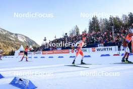 17.12.2023, Lenzerheide, Switzerland (SUI): Florent Claude (BEL), Niklas Hartweg (SUI), (l-r) - IBU World Cup Biathlon, mass men, Lenzerheide (SUI). www.nordicfocus.com. © Manzoni/NordicFocus. Every downloaded picture is fee-liable.