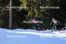 17.12.2023, Lenzerheide, Switzerland (SUI): Tarjei Boe (NOR), Johannes Thingnes Boe (NOR), (l-r) - IBU World Cup Biathlon, mass men, Lenzerheide (SUI). www.nordicfocus.com. © Manzoni/NordicFocus. Every downloaded picture is fee-liable.