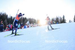 17.12.2023, Lenzerheide, Switzerland (SUI): Tarjei Boe (NOR), Johannes Dale-Skjevdal (NOR), (l-r) - IBU World Cup Biathlon, mass men, Lenzerheide (SUI). www.nordicfocus.com. © Manzoni/NordicFocus. Every downloaded picture is fee-liable.