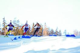 17.12.2023, Lenzerheide, Switzerland (SUI): Anna Magnusson (SWE), Jessica Jislova (CZE), Vanessa Voigt (GER), (l-r) - IBU World Cup Biathlon, mass women, Lenzerheide (SUI). www.nordicfocus.com. © Manzoni/NordicFocus. Every downloaded picture is fee-liable.