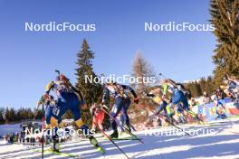 17.12.2023, Lenzerheide, Switzerland (SUI): Linn Persson (SWE), Justine Braisaz-Bouchet (FRA), Lena Haecki-Gross (SUI), (l-r) - IBU World Cup Biathlon, mass women, Lenzerheide (SUI). www.nordicfocus.com. © Manzoni/NordicFocus. Every downloaded picture is fee-liable.