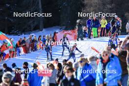 17.12.2023, Lenzerheide, Switzerland (SUI): Justine Braisaz-Bouchet (FRA), Juni Arnekleiv (NOR), Sophie Chauveau (FRA), (l-r) - IBU World Cup Biathlon, mass women, Lenzerheide (SUI). www.nordicfocus.com. © Manzoni/NordicFocus. Every downloaded picture is fee-liable.